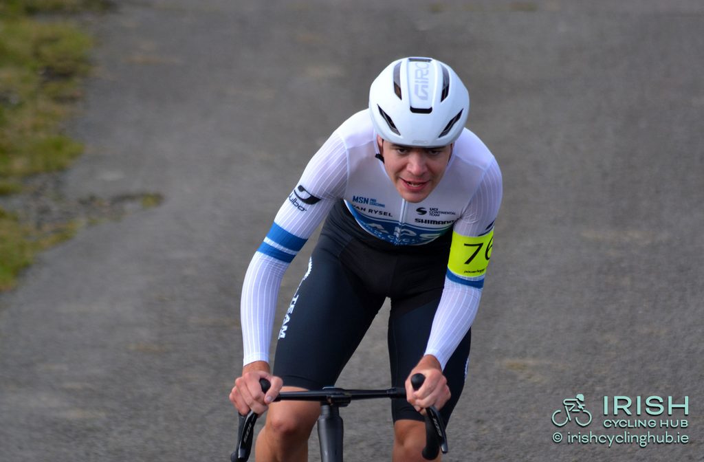 Matthew Walls on his way to taking the 2026 Irish Men's National Hill Climb title.
