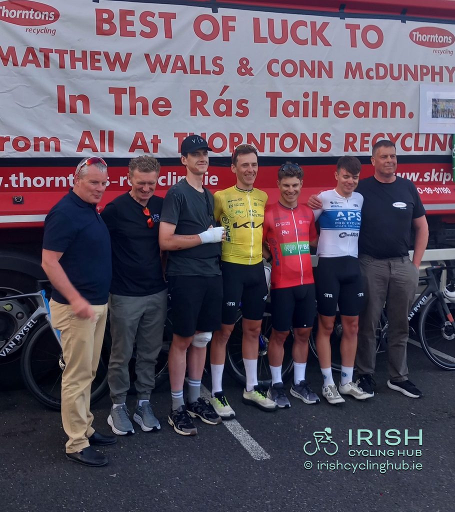 Homecoming in Kilcock MCed by 'The Voice Of The Rás' Cian Lynch for Conn McDunphy and his APS Pro Cycling by Team Cadence Cyclery teammates.
