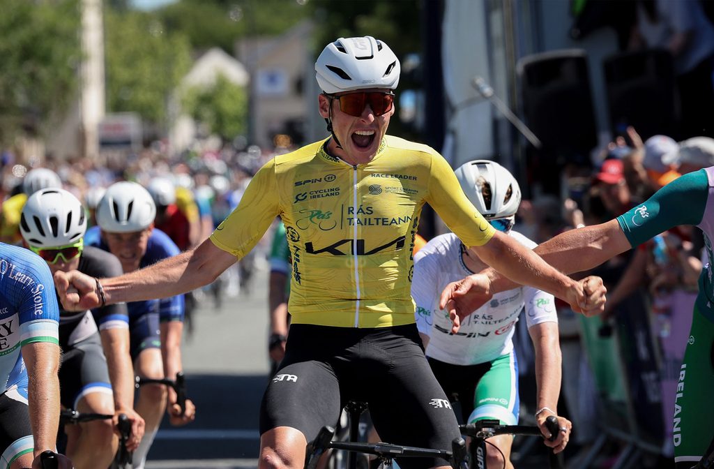 Explosion of joy as Conn McDunphy crossed the finish line in Dunboyne to become the 2026 Rás Tailteann Champion.