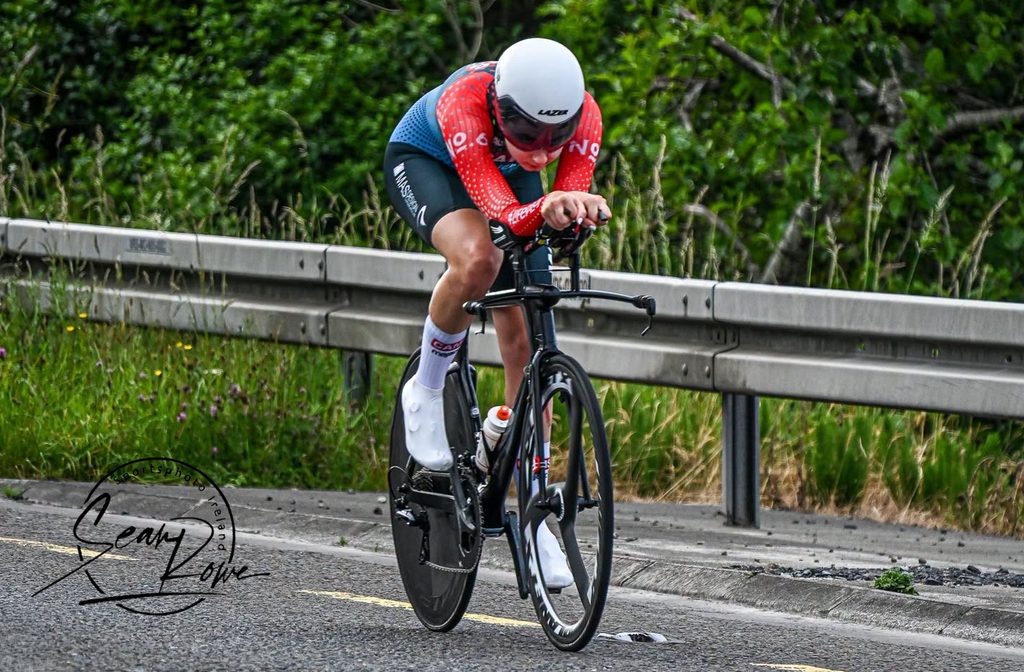 Emer Heverin in action at the 2026 Irish Junior Women's ITT Championships.