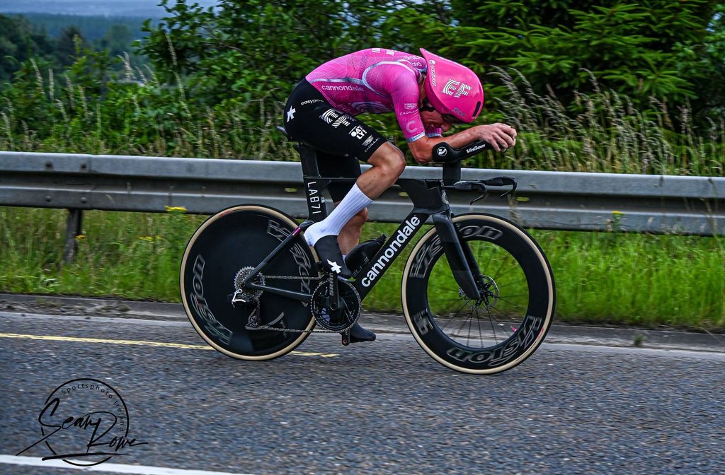 Darren Rafferty, EF Education-EasyPost, on his way to Bronze in the 2026 Irish National Men's ITT in Swinford.