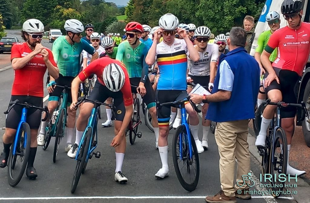 Pre-race safety brief before the 2026 Ulster Road Race gets underway.