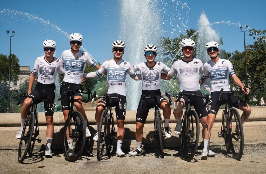 Matthew Walls with his APS Pro Cycling by Cadence Cyclery teammates ahead of the 2026 Philadelphia Classic.