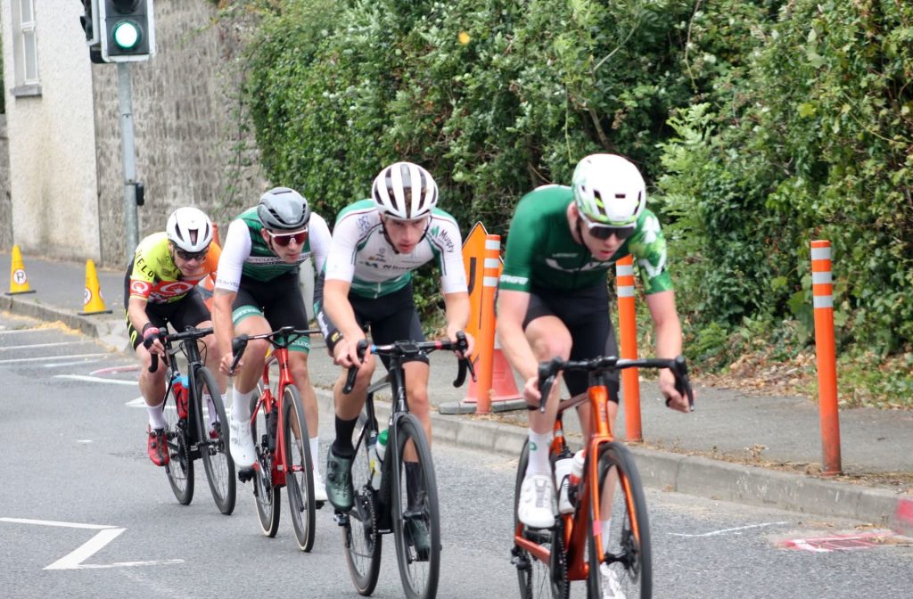 Josh Callaly leads the break over the start/finish line with 2 laps to go. © Photo by Dany Blondeel, The Belgian Project 2026.