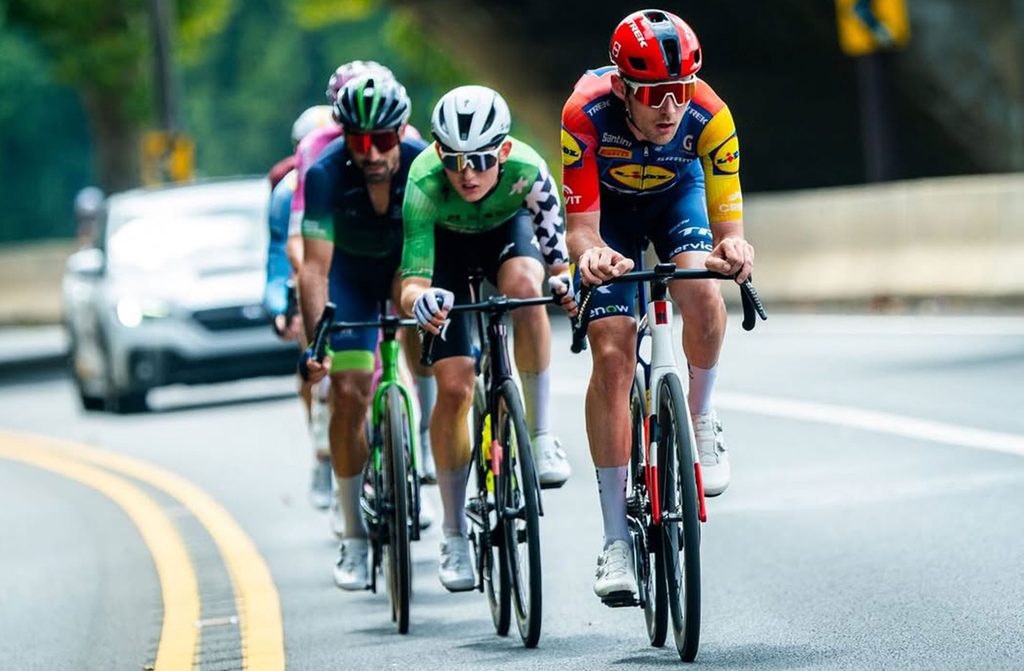 Killian O'Brien, Team Skyline, in the break for just short of 100kms.