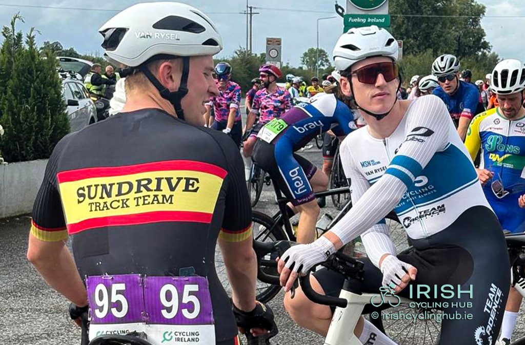 2026 Leinster Road Race Champion George Sevastopulo, Sundrive Track Team, with 2025 Champion 2026 Champion Cian Keogh, APS Pro Cycling by Team Cadence Cyclery.