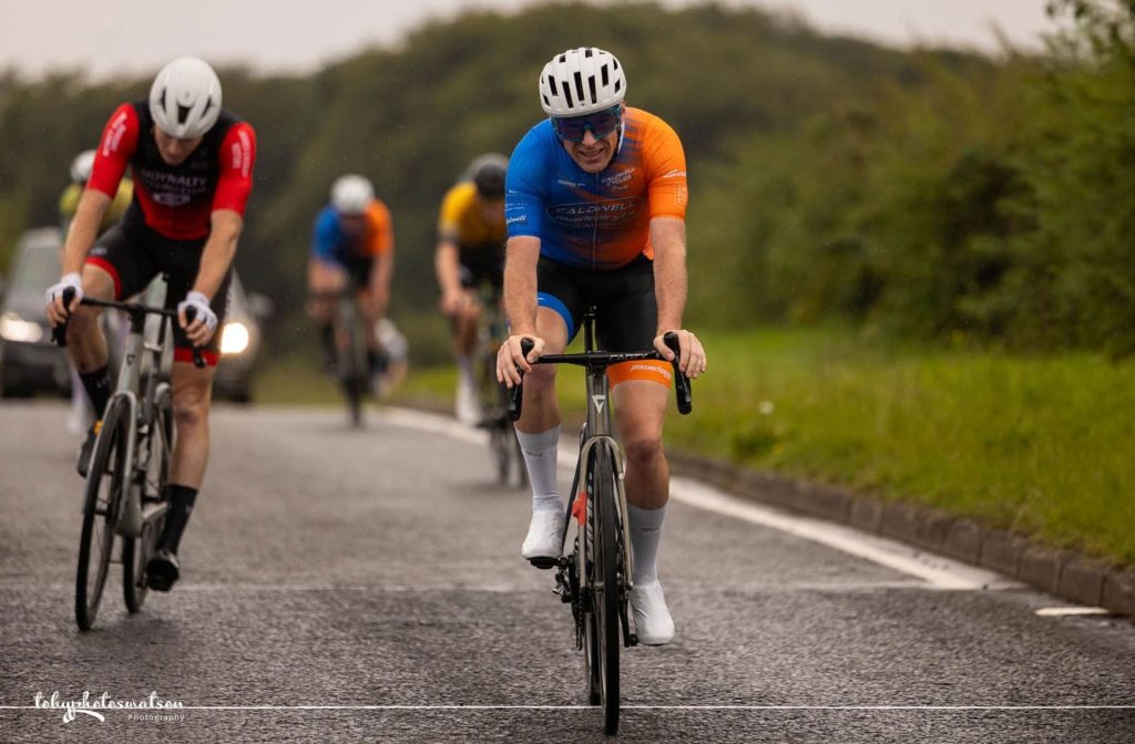 Lindsay Watson, Caldwell Powerhouse Racing, sprints to 2nd ahead of Luke Smith, Moynalty CC, in the 2026 Billy Crilly Classic.