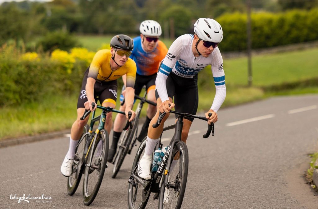 The three-man break of Darnell Moore, Dean Harvey, and eventual winner Matthew Walls.