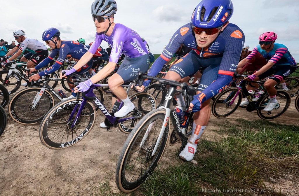 Dillon Corkery at the 2026 Paris Roubaix where he finished 69th.