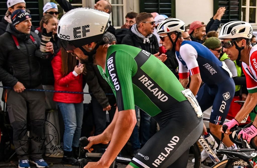 Ben Healy at the 2024 World Championships Road Race in Zurich where he finished 7th.