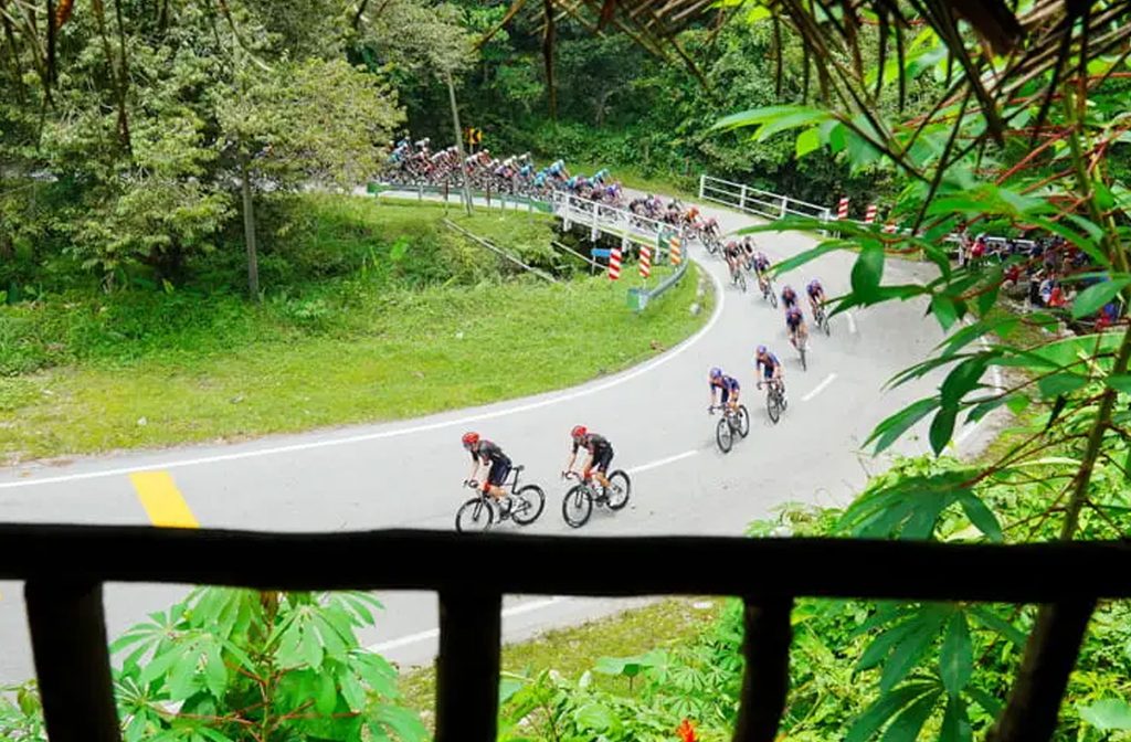 Team Picnic PostNL hitting into the final climb at the front with Tudor on Stage 4 of the 2026 Petronus Tour de Langkawi.