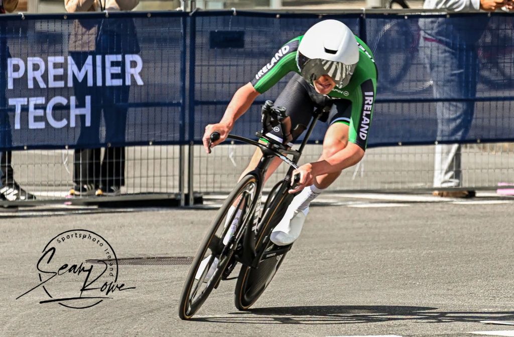 Adam Rafferty on his way to 10th at the 2026 U23 ITT World Championships.
