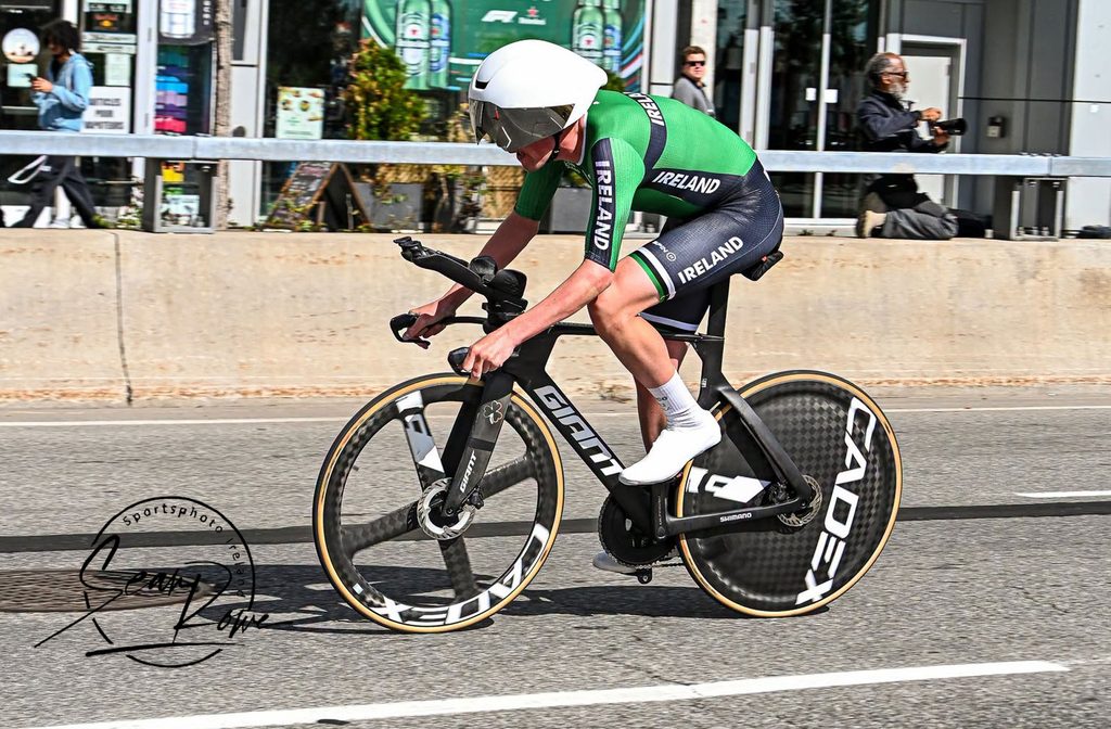Adam Rafferty on his way to 10th at the 2026 U23 ITT World Championships.