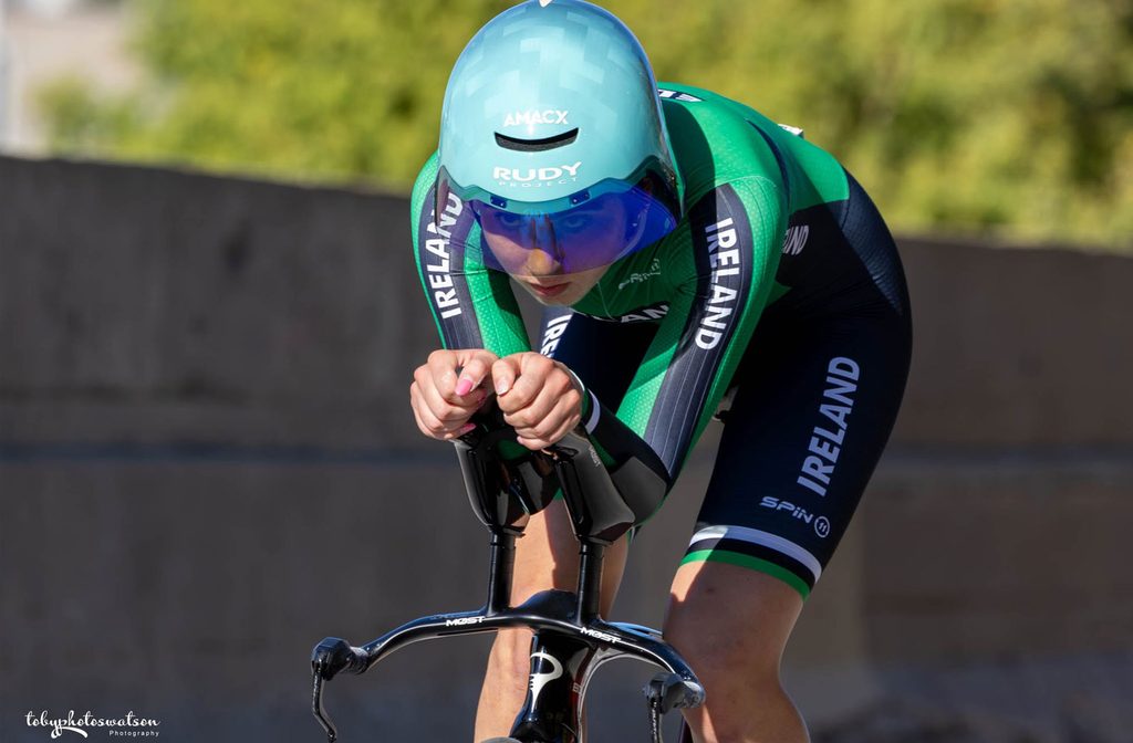 Emer Heverin on her way to a solid 24th in the 2026 Junior Women's Individual Time Trial.