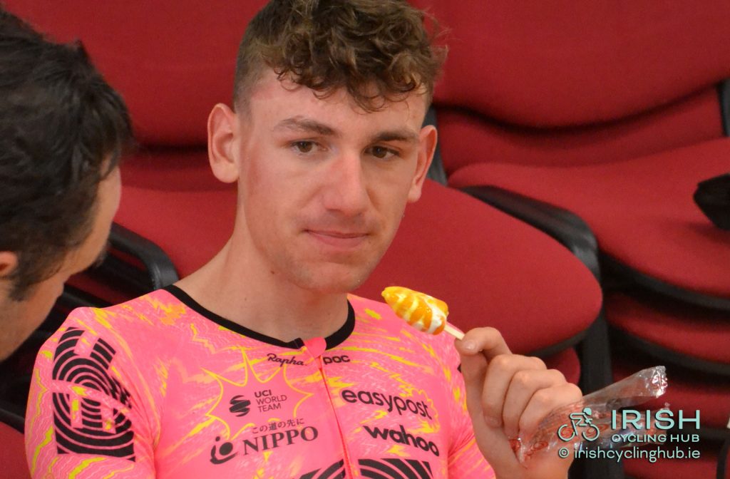 Darren Rafferty enjoying an ice cream after his 2024 Irish National Men's Road Race win.