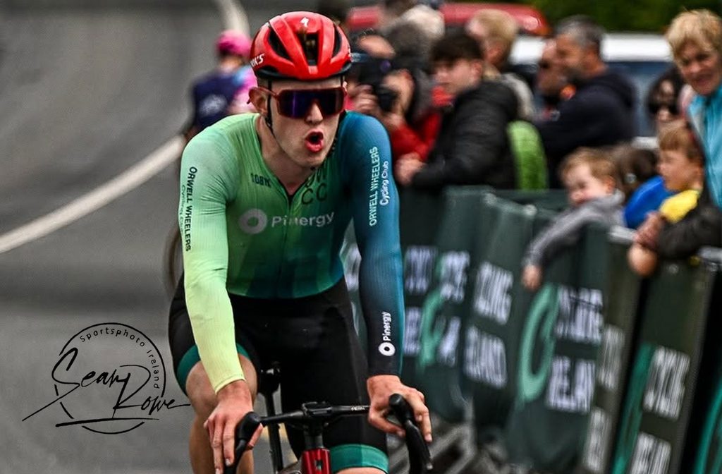 Seán O'Kane crosses the line in 12th at the 226 Irish National Elite Men's Road Race. 