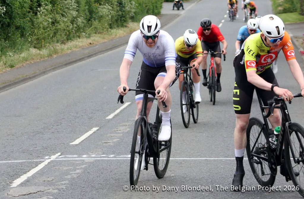 Bryan McCrystal, Bear Cycling, takes 5th on the brutal climb up to the finish in Rathfriland in the 2026 Tour of Mournes.